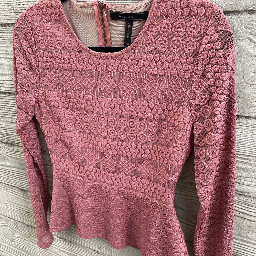 BCBGMaxazria lace top pink XS
